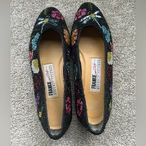 Frankie and Baby by Beverly Feldman Multicolor Beaded Flats Flower and Butterfly